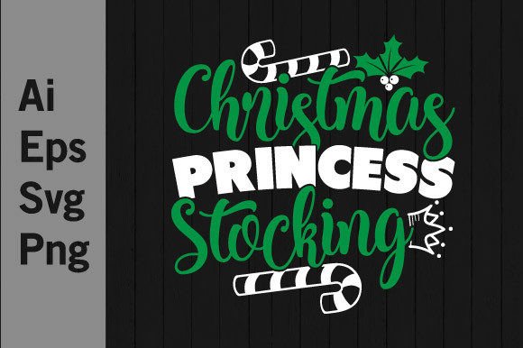 Christmas Princess Stocking Graphic SVG: Festive Royalty