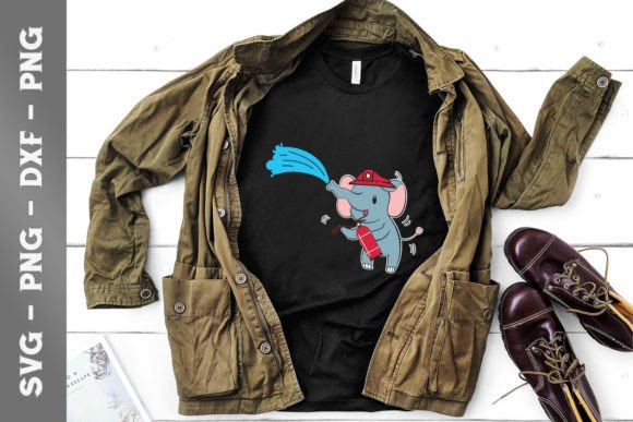 Elephant Fire Fighter Graphic: A Bold Design Asset