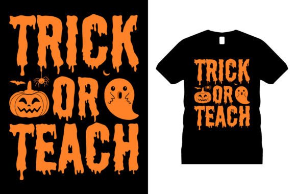 Trick Or Teach: Your Ultimate Halloween Graphic T-shirt Design Vector